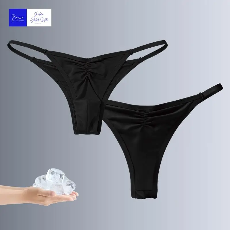 1 Piece Men's Sexy Thong - High Slit Ruched Semi-transparent Ice Silk Fabric Breathable No-Stick Casual Daily Men Underwear