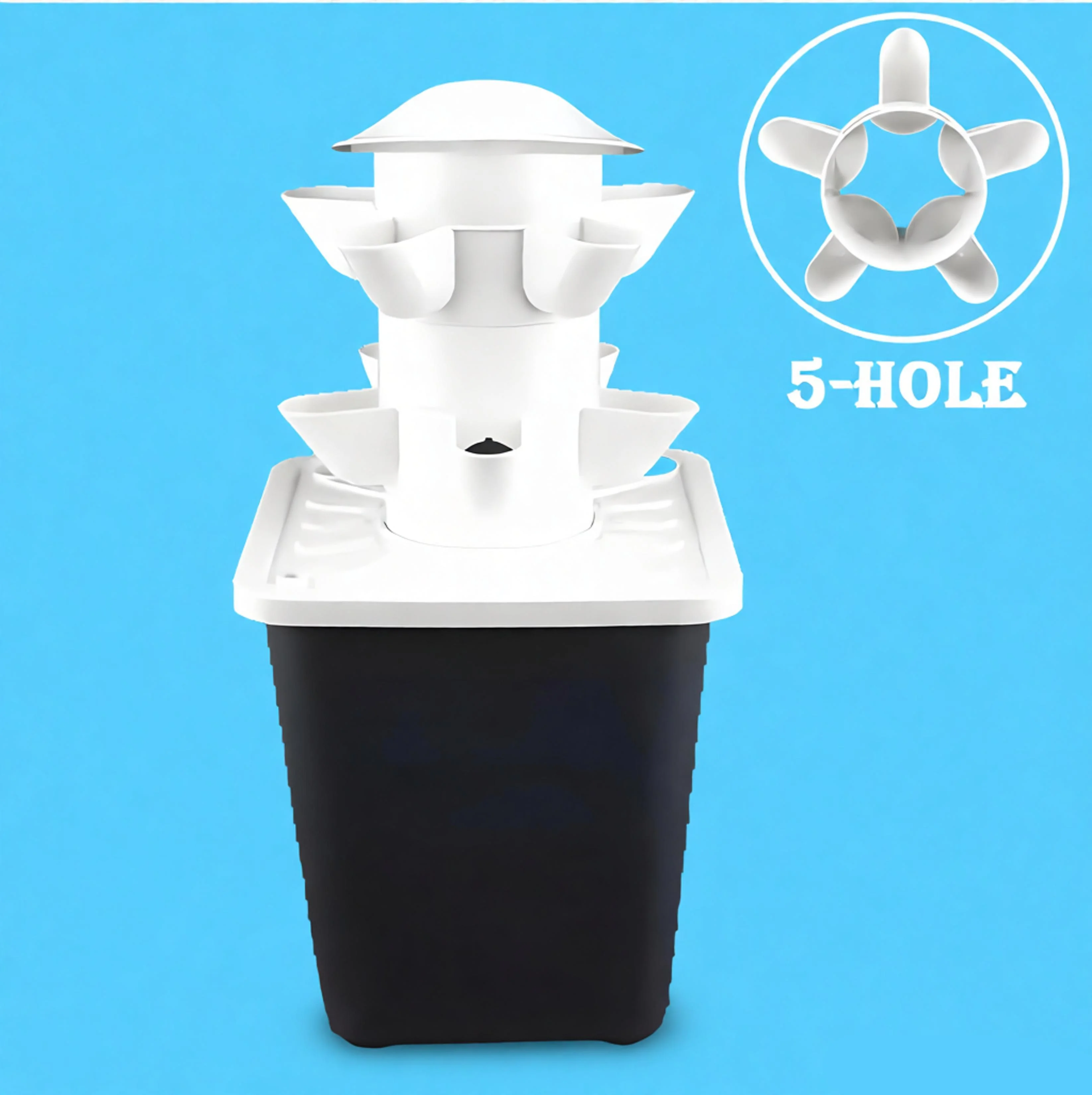 Vertical Hydroponic Tower Garden, 3 Layers 15 Pods Indoor & Outdoor Hydroponics Growing System for Herb,Vegetables,Strawberry