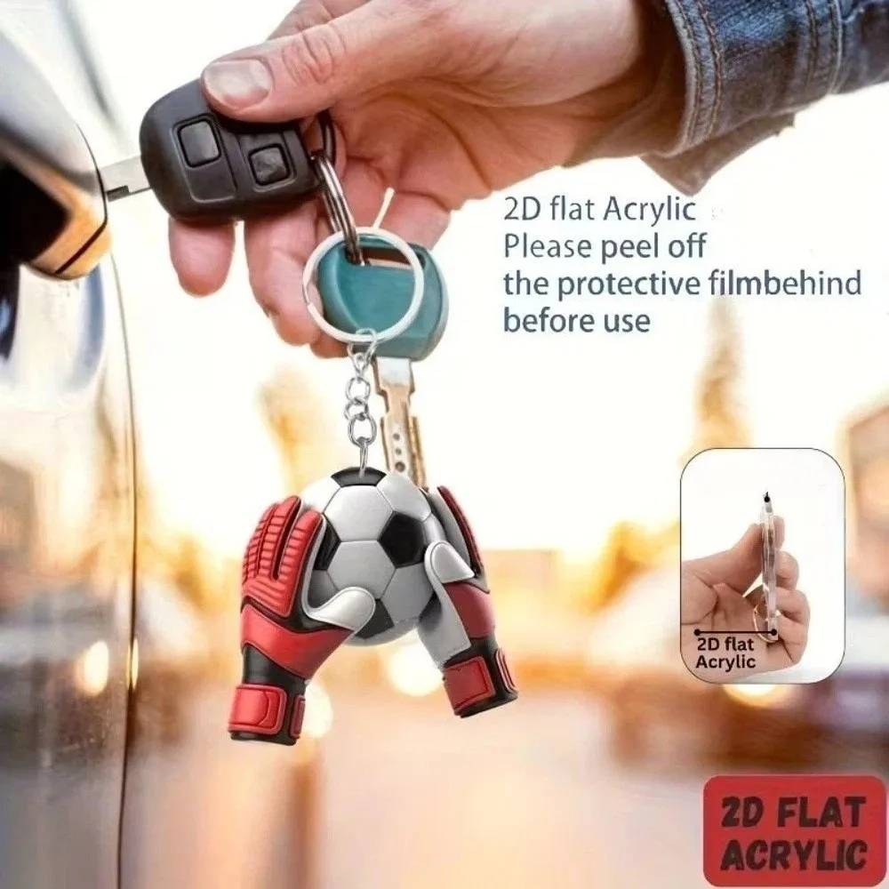 OrnamentsA 2D Flat Football Keychain Graduation Gifts Cute Bag Hanging Pendant Acrylic Car Keyring Good Luck