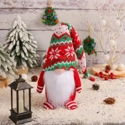 Christmas Knitted Long Hat No Face Doll Rudolph Forest Standing Figure Tabletop Decoration