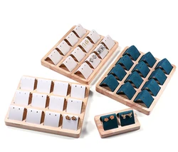 12 Bit Fashion Wood DIY Storage Jewelry Tray Earring Display Cards Ring Bracelet Gift Box Jewellery Organizer Earring Holder