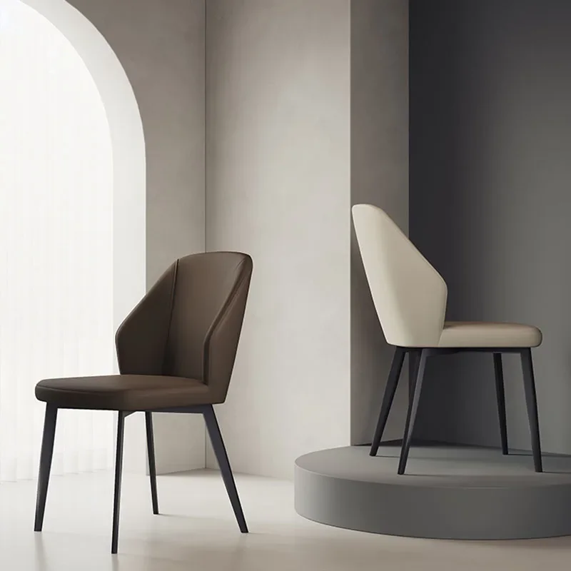 كرسي صالة إيطالي فاخر، تنجيد جلدي، تصميم إسكندنافي بسيط، كرسي جانبي لغرفة المعيشة، مقاعد فاخرة #4
