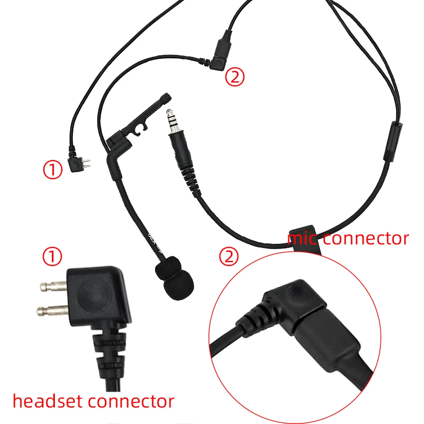 Y Cable Connector，U94 PTT ，Microphone Adapter kit Compatible with COMTAC Tactical Headset Hearing Protection Shooting Headphon