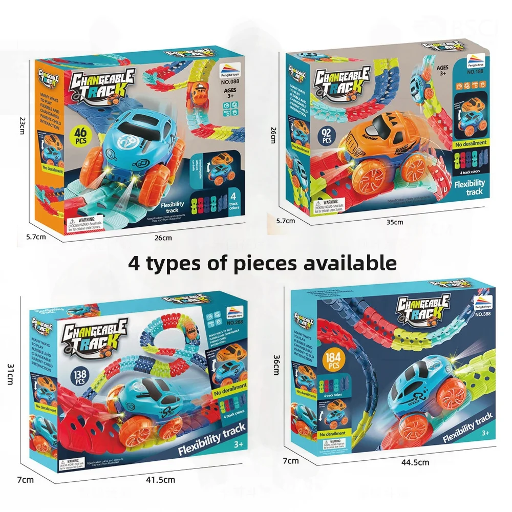 Ensemble de jouets de montagnes russes pour voiture électrique, piste assemblée Flexible pour enfants de 4 à 6 ans, Train d'éclairage intelligent avec