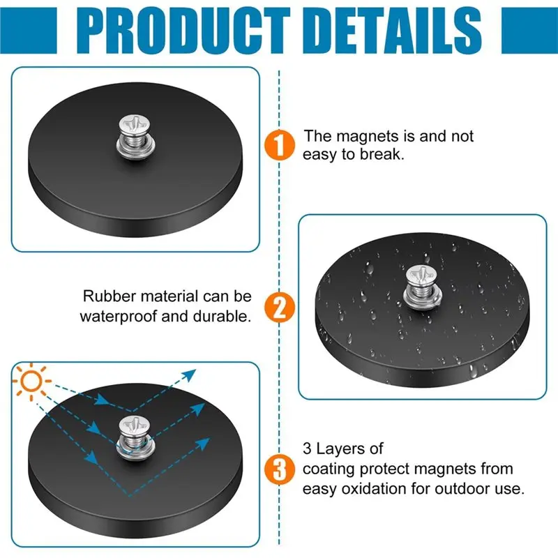 [ABFI!】 D66mm-Rubber Coated Anti-Scratch Magnets, Magnet Base