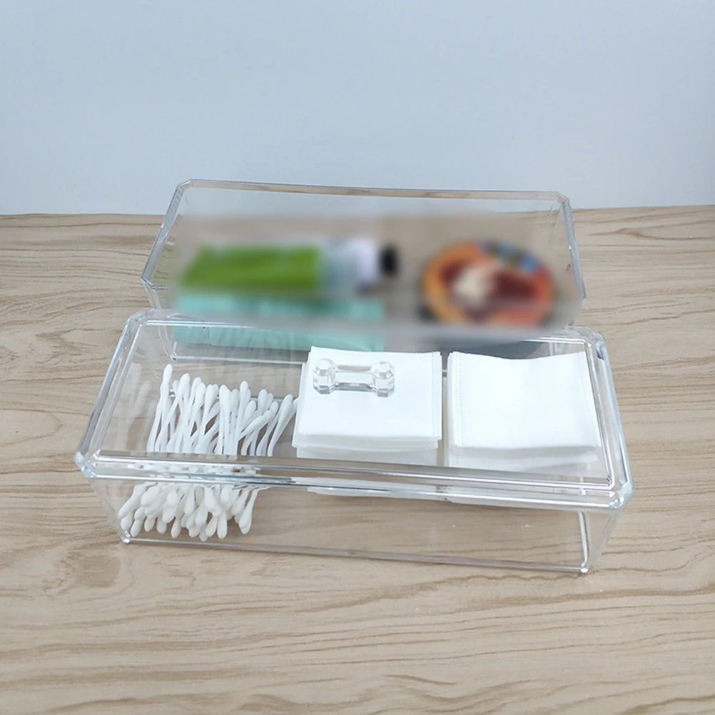 

Rectangular Transparent Acrylic Storage Box Lightweight Durable Beauty Jewelry Organizer Large Compartments Clear Design