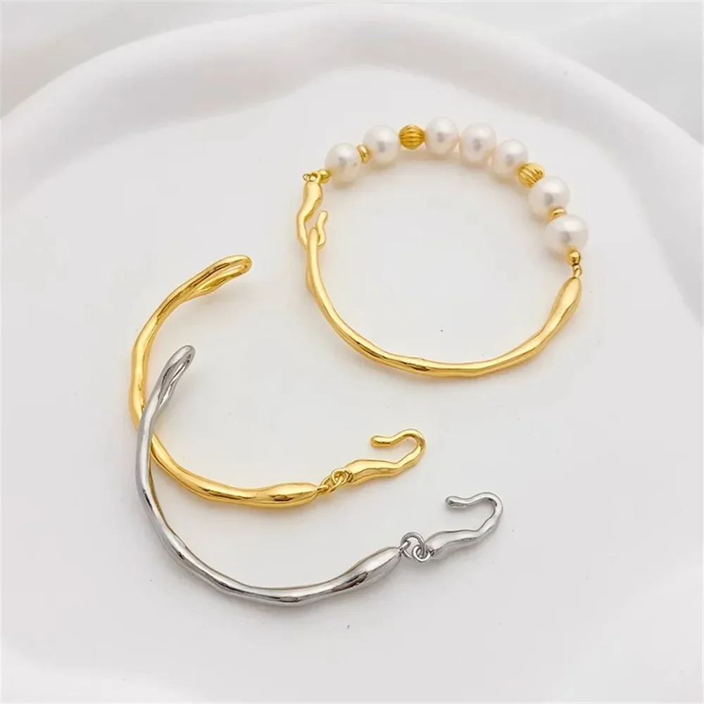 18K Gold Wrapped Irregular Smooth Branch Bracelet DIY Handmade Pearl Bracelet Headgear Accessories Q041