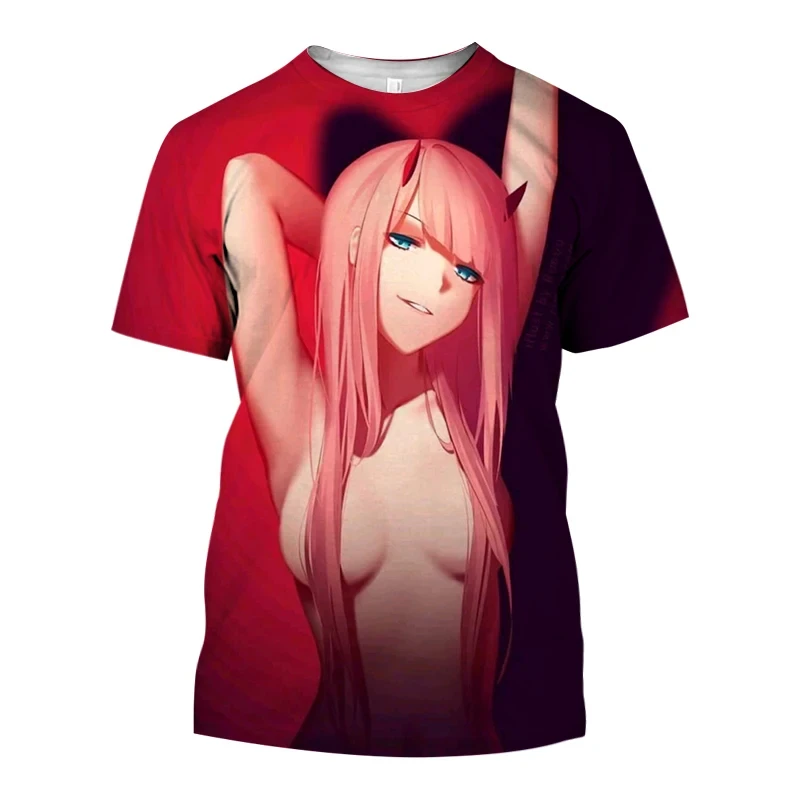 Anime Darling In The Franxx Sexy Girl 3D Print T-shirts Men Woman Casual Streetwear Harajuku Fashion Oversized Unisex Clothing