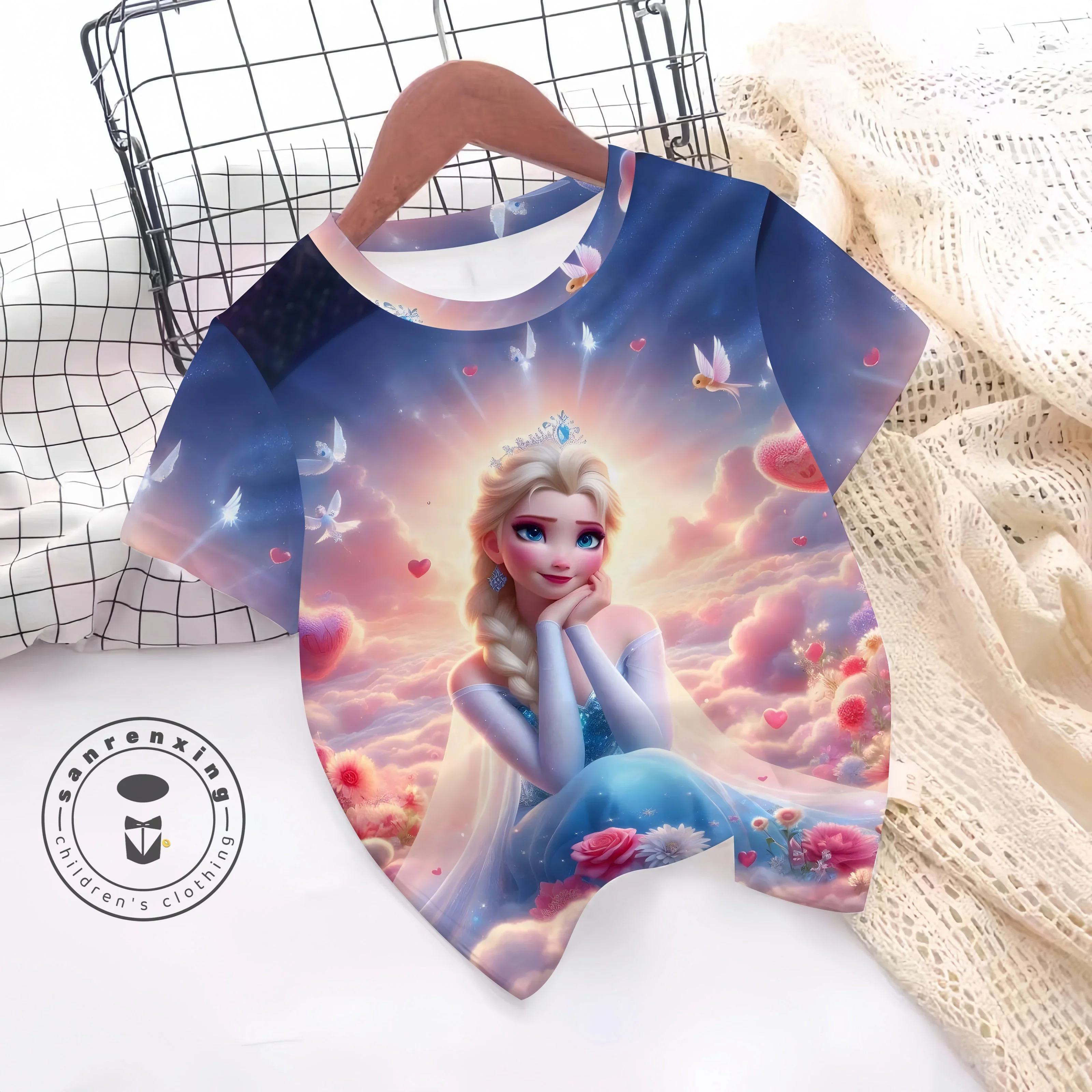 

Newest Hot Selling Frozen Print T-shirts 3D Kid Short Sleeve Tee Shirt Summer Fashion Harajuku Kid Cartoon Tops