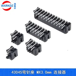 10Pcs 3.0mm Wafer Micro-Fit 3.0 Connector PCB Male Header Right Angle 2 4 6 8 10 12 14 16 18 20 22 24 Pin Board Solder 43045