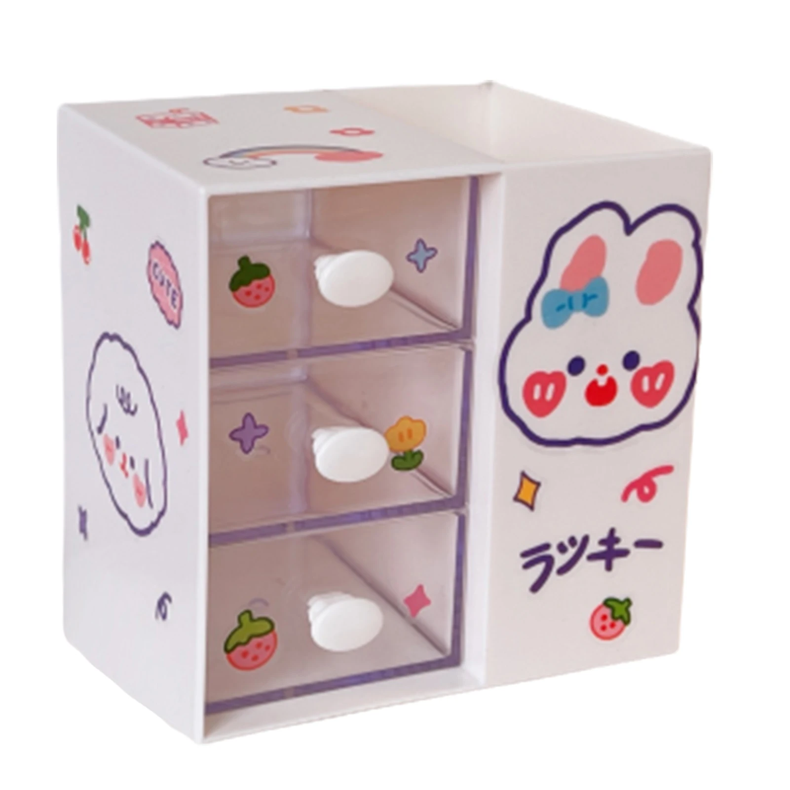 Cute Desktop Storage Box Multi Functional Transparent Drawer for Home Office Desktop Decoration