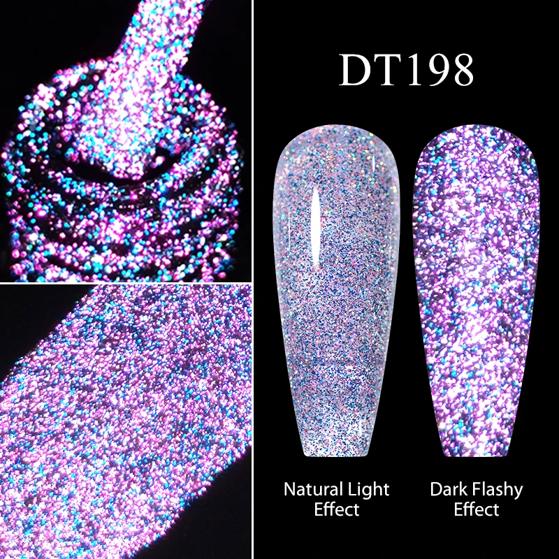 MEET ACROSS 7ml Red Reflective Glitter Gel Nail Polish Sparkly Reflective Effect Semi Permanent  UV LED Nail Art Gel Varnish