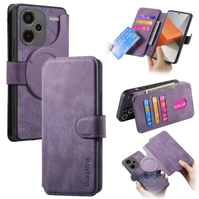 

Removable Magnetic Flip Wallet Card Slot Phone Cover For Xiaomi Redmi 13C 12C 10A 10C 9A 9C K70 K60 K50 K40 Pro Note 13 Pro Plus