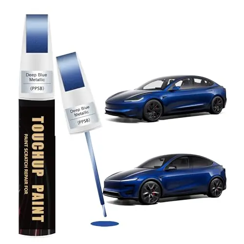 Металлическая автомобильная краска Deep Blue (PPSB) в виде ручки для подкрашивания, совместимая с Tesla, 2-в-1: точное восстановление цвета и ремонт царапин на автомобиле.