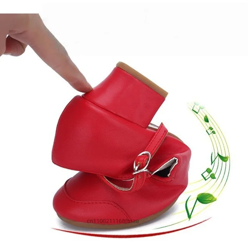 Damen-Tanzschuhe mit weicher Sohle und mittlerem Absatz, zweipunktige Sohle, rutschfest, für Ballsaal-Tanztraining und tägliche Übungen – Detail 3