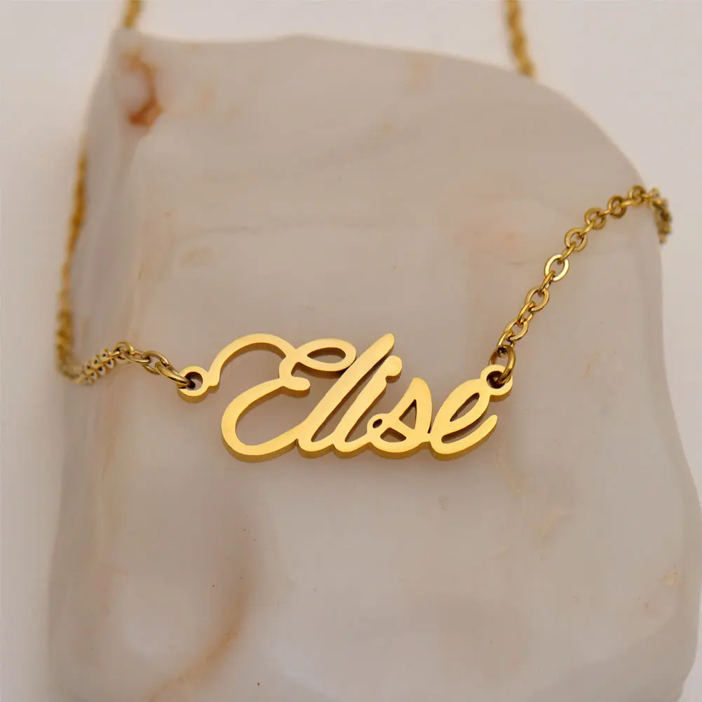 

AOLOSHOW Elise Name Necklace for Women Stainless Steel Personalized Jewelry Nameplate Pendant for Mom Gift