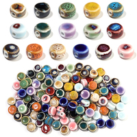 10pcs/lot Flat Round Ceramic Beads Colorful Loose Spacer Beads For Jewelry Making Spacer Beads DIY Bracelet Necklace Accessories