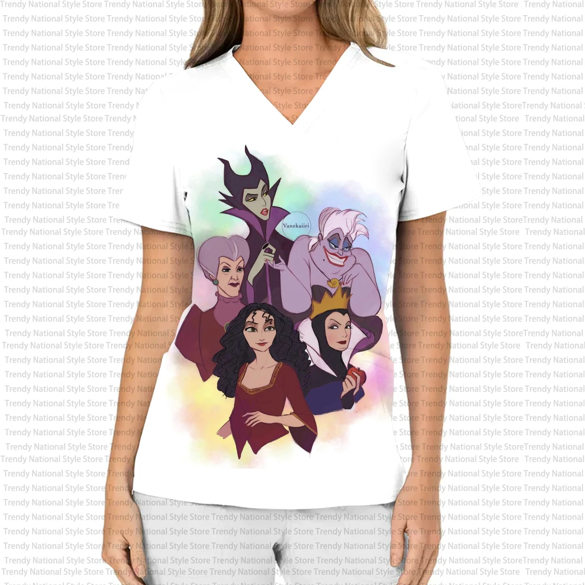 جديد المرأة هالوين هدية العمل موحدة طباعة مرحبا كيتي الخامس الرقبة قصيرة الأكمام جيب فرك الأعلى الأسنان الحيوانات الأليفة متجر ممرضة تي شيرت #4