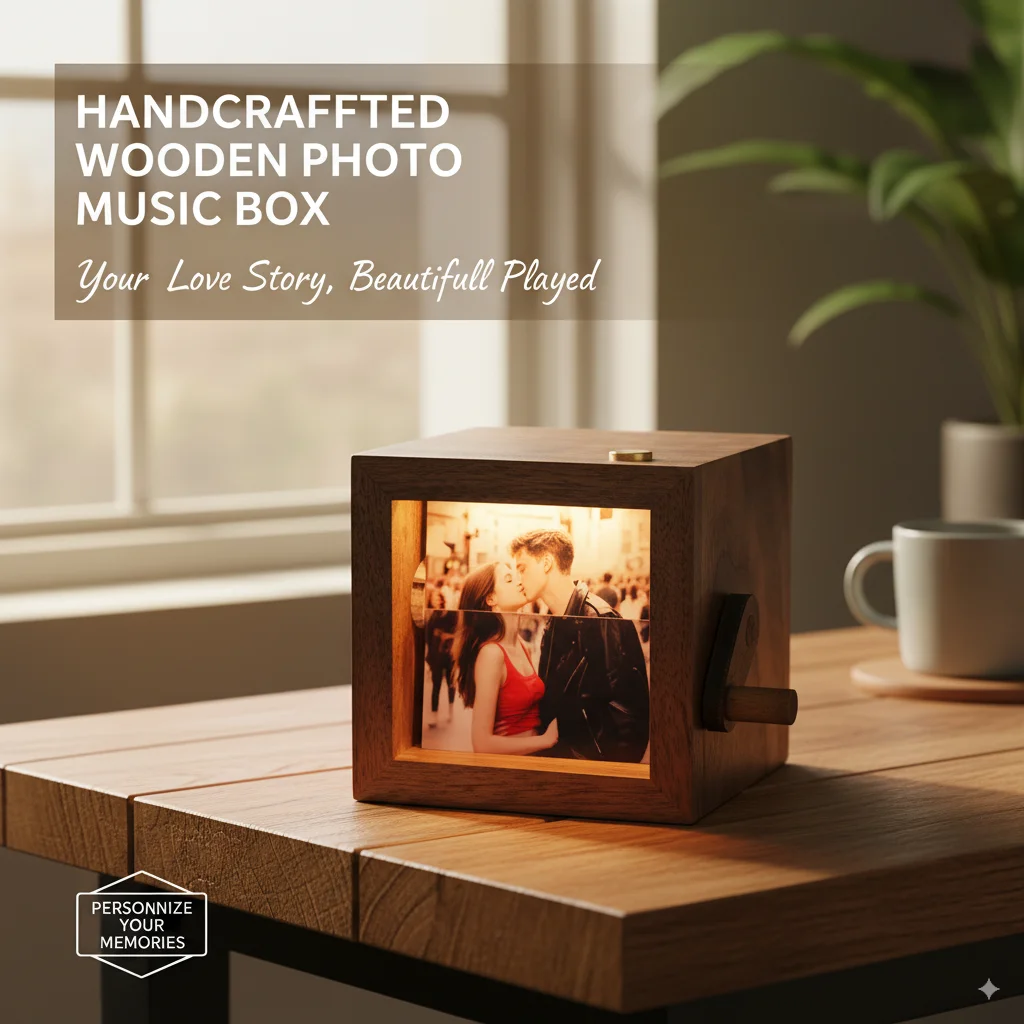 

Hand Cranked Glowing Photo Flip Book, 8/16 Pictures DIY Album, Graduation Birthday Wedding Hand Motion Picture Frame