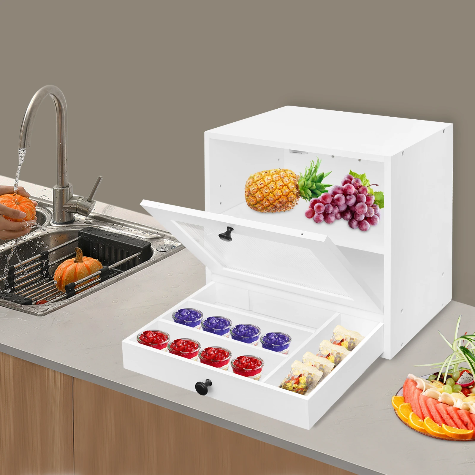 

36,8*24 см белая деревянная хлебница для хранения хлеба, настольная хлебница для кухонной столешницы, угловые шкафы, кладовые, обеденные места