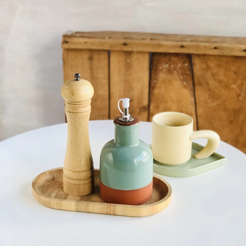 American Style Hand-painted Soy Sauce Pot Oil Pot Bottle Ceramic Household Vinegar Pot With Wooden Stopper Seasoning BottleZD280