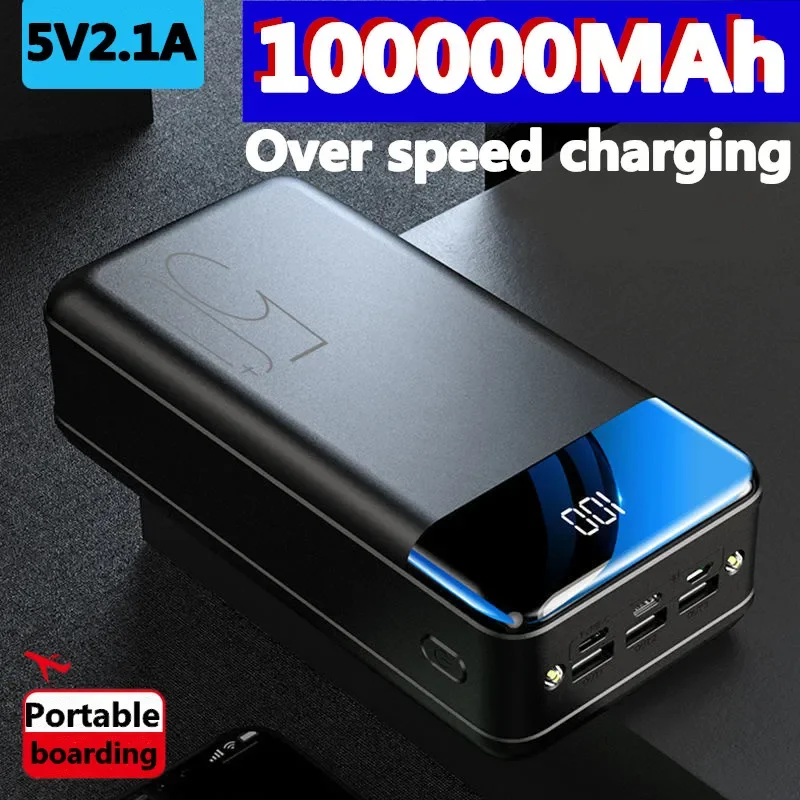 Banco de energía de carga rápida Universal, dispositivo de carga rápida de 2023 mAh/100000mAh, gran capacidad, 5V, 2.1A, novedad de 98000