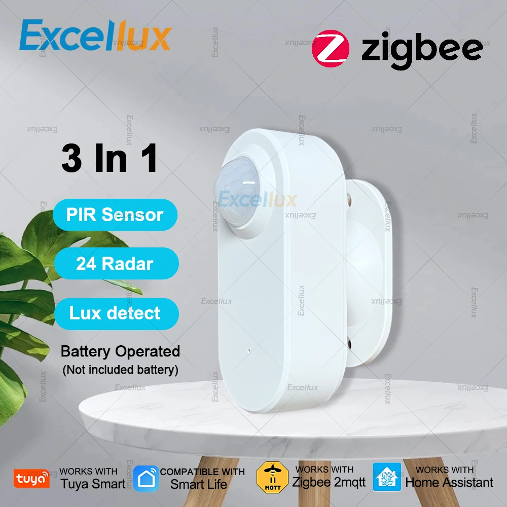 

Датчик присутствия человека ZigBee, 24G, радар MmWave, PIR-датчик движения, обнаружение расстояния яркости, для Tuya/домашнего помощника Zigbee2MQTT