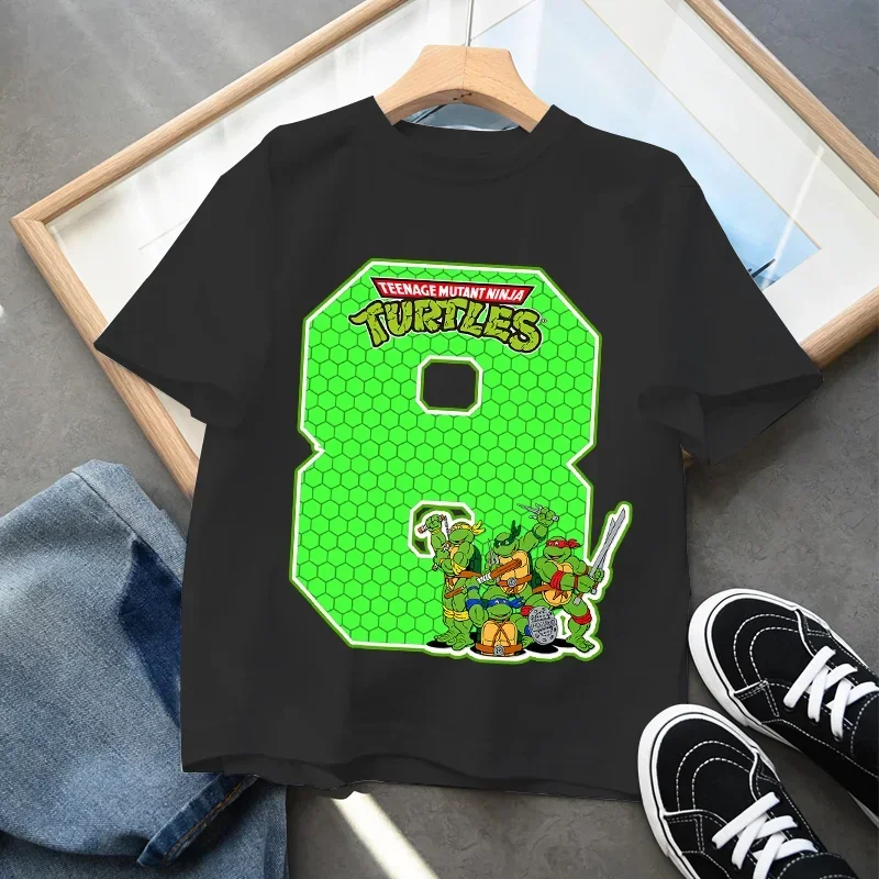 Teenage Mutant Ninja Turtles Baby Boys Number Clothes Children Birthday Party Cotton T Shirt Anime Cartoon Summer Tee Shirt Gift - view 6
