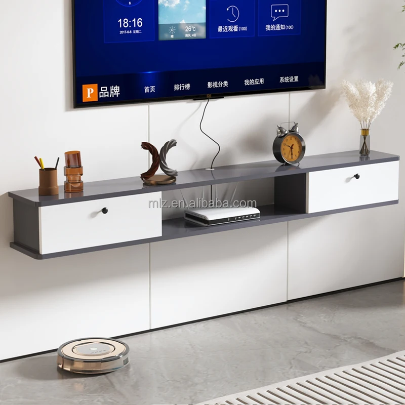 

Wall Mounted TV Cabinet Hanging on the Wall, Modern and Simple Suspended Cabinet Hanging on the Wall, Living Room Backdrop
