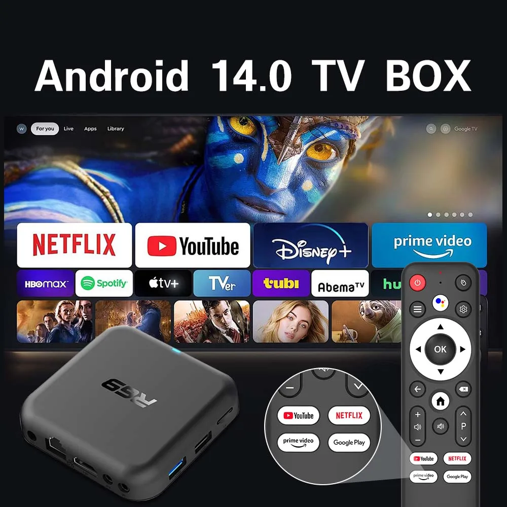 2025 Smart TV Box R69-1 Rockchip 3518 TV Box HDR 10 Ultra HD 4K AndroidTV 14 Mendukung Wifi6 BT5.0 Set Top Box Baru
