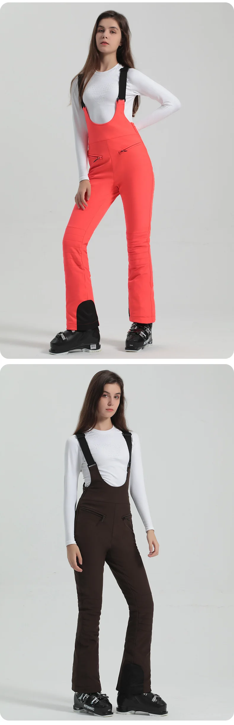 2024 Gsou Schnee Winter Skihose Frauen Snowboard Riemen Hose hohe Taille elastisch wind dicht wasserdicht verdicken Thermal für den Außenbereich – Detail 16