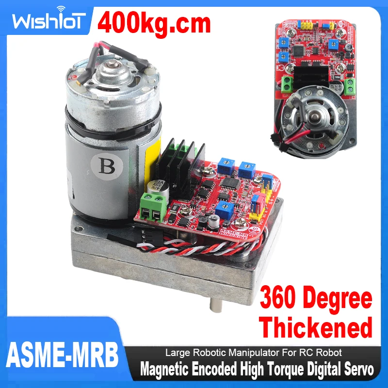 ASME-MRB 400kg.cm Servo Magnetic Encoder 360 derajat torsi tinggi Digital Servo dipertebal untuk Robot lengan katup kontrol PTZ