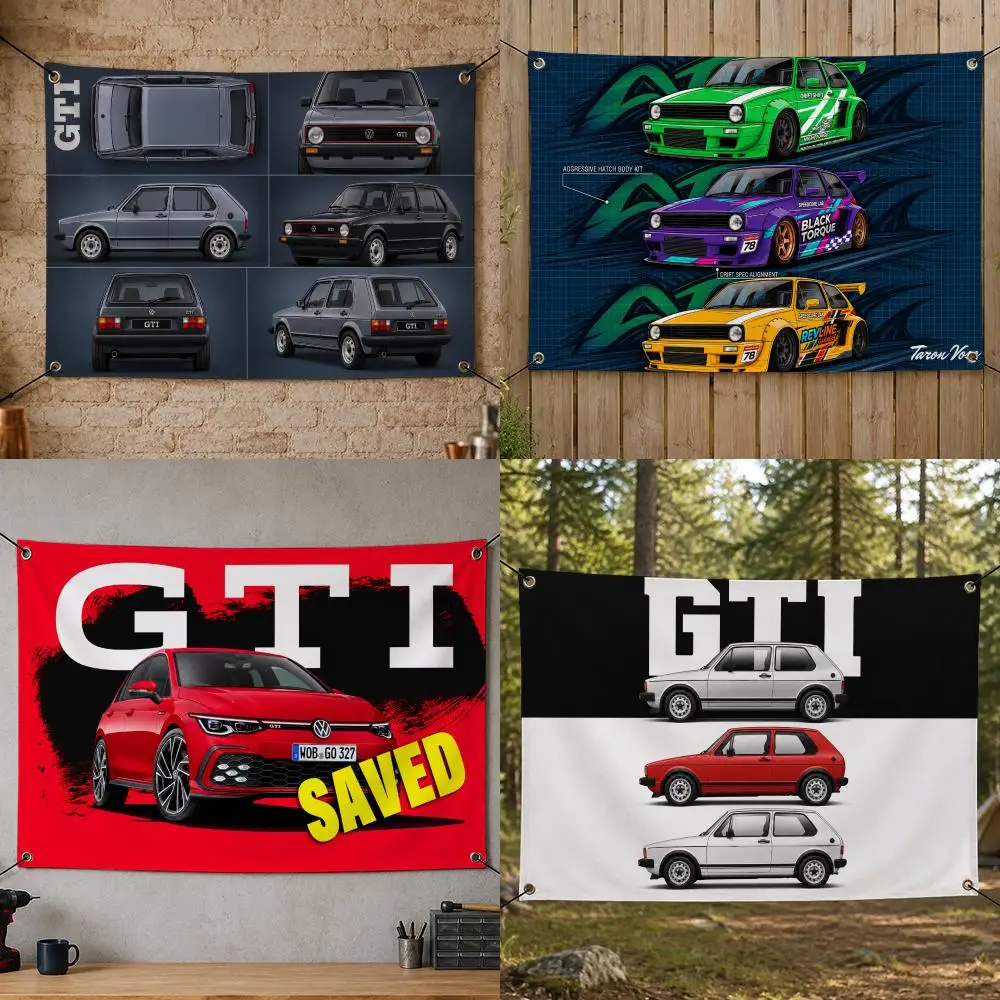 Car German Sport Racing Classic G-GTI VW Golf Flags Flag Banner for Bedroom Dorm Party Home Living Room Game Room Gift