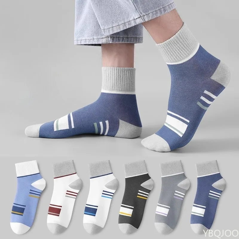 

10 pieces, 5 pairs of breathable sports men's mid tube spring and autumn sports men's casual hiking basketball socks, thin,