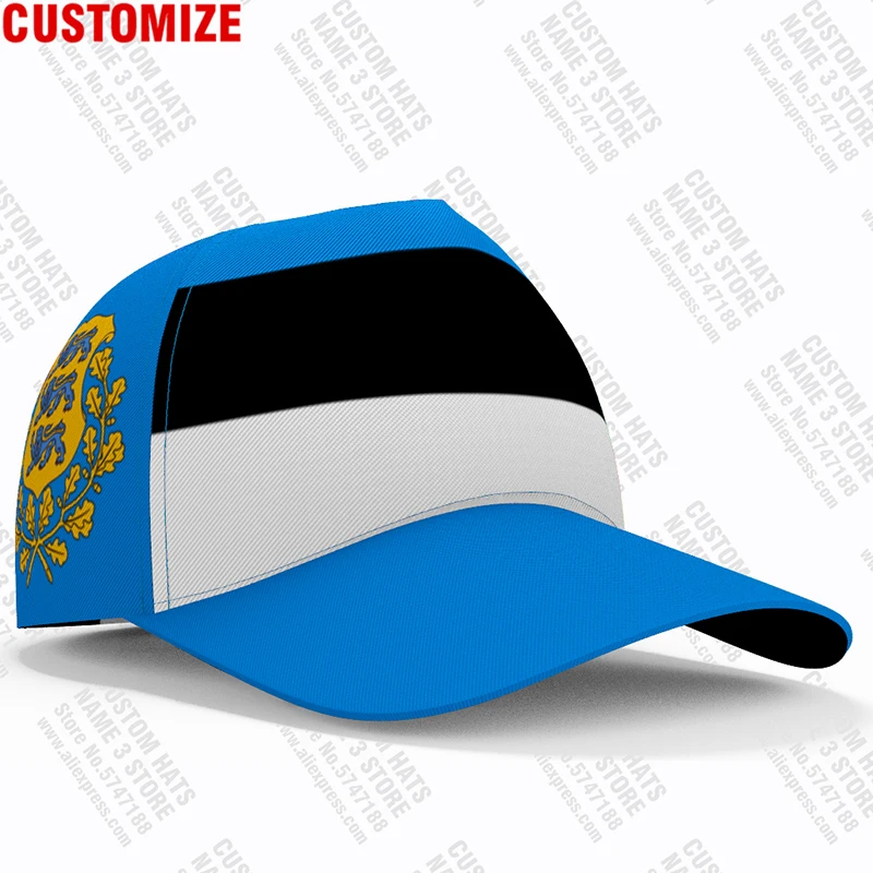 Estonia Baseball Caps Custom Name Team Logo Ee Hats Est Country Travel Estonian Nation Estonians Eesti Flag Photo Headgear