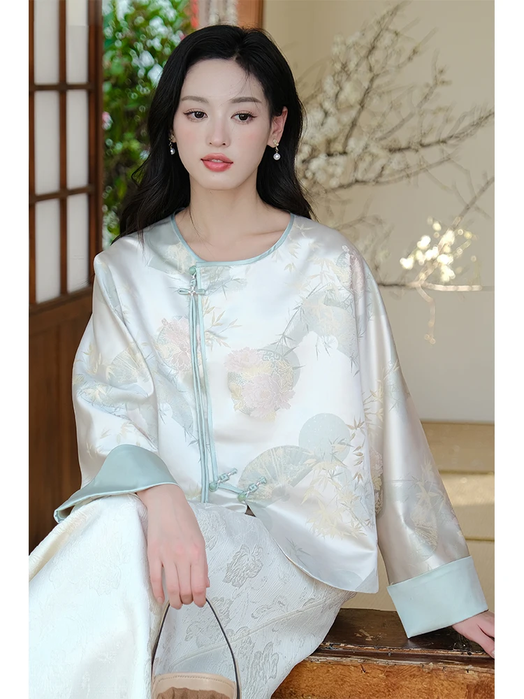 

Новая китайская женская верхняя одежда в стиле Aosphere с вышивкой цветами сливы, оригинальный национальный дизайн, высококачественная весенняя коллекция