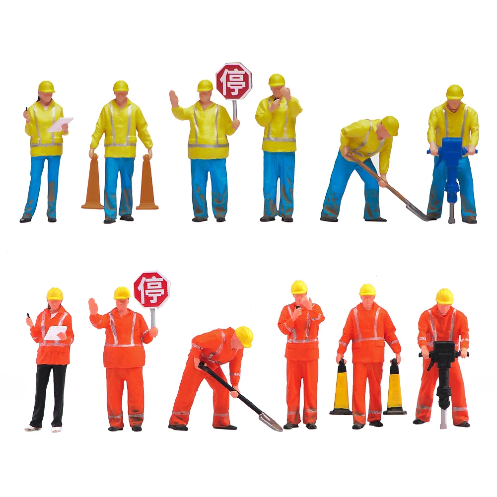 Diorama – figurines 1/64 1/50, équipe de Construction, travailleurs de la Construction, ensemble de poupées, modèle de décoration, scène, jouets de voiture
