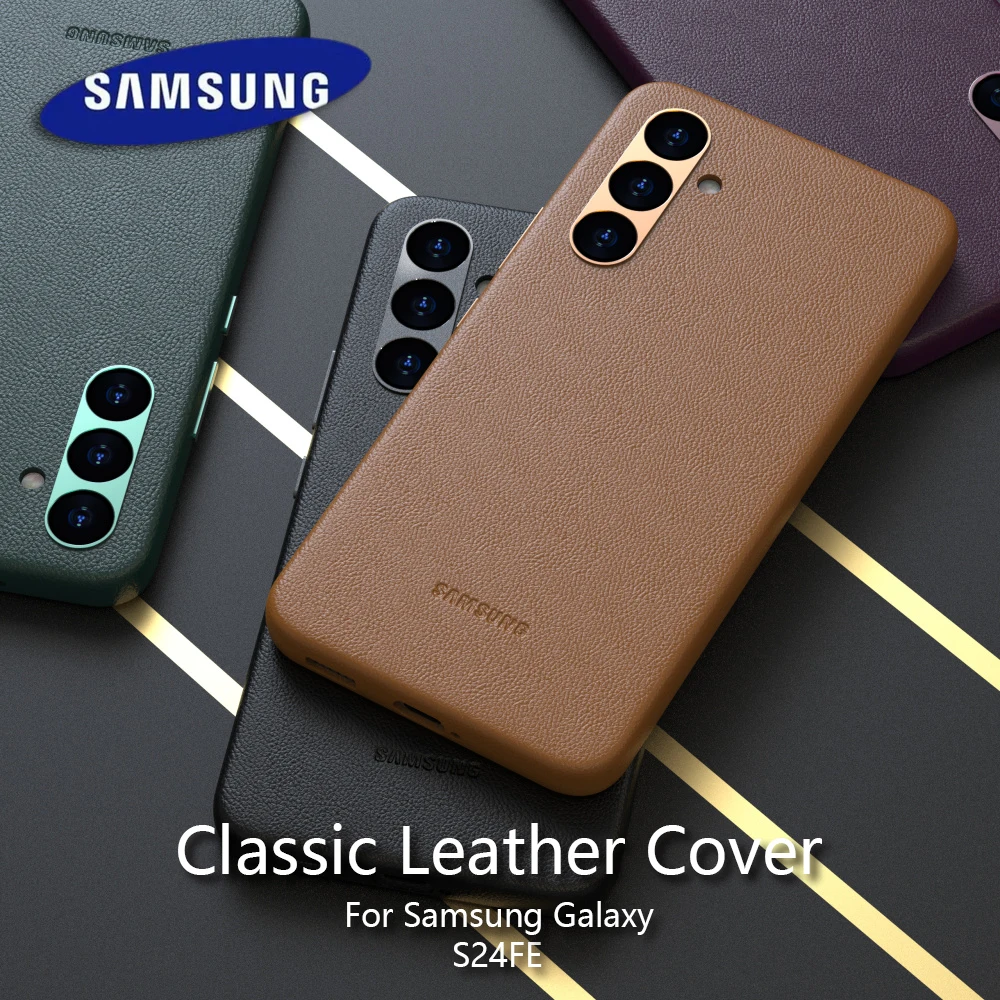 Capa de telefone de couro para samsung galaxy s24 fe s24 plus s24 senso de luxo s24 ultra s23 ultra s24fe s23 cor sólida capa completa