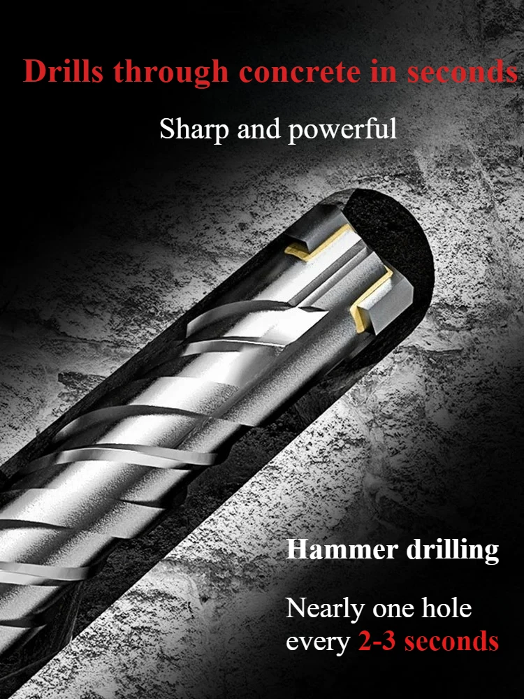HILIXUN SDS Plus Drill Bit Cross Tips 4 Cutters 110/200/210/350mm Wall Brick Block Electric Hammer Masonry Drilling Bits