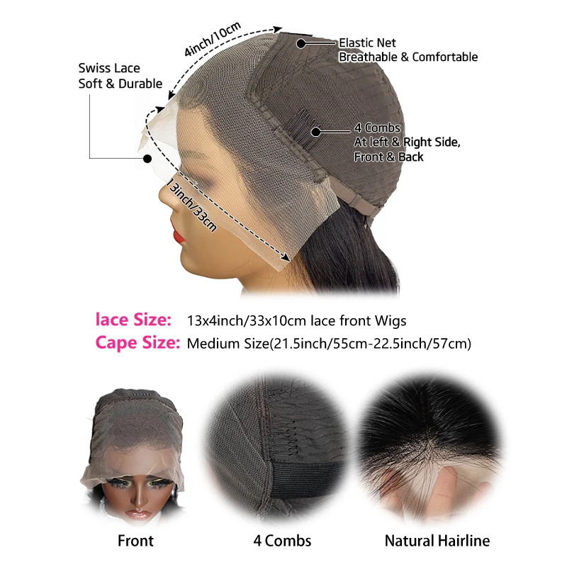 13x4 الدانتيل الباروكة الأمامية 150% الكثافة 100% الشعر البشري 10-16 بوصة أسود بوب شعر مستعار قبل قطعها شعري طبيعي شعر مستعار المرأة قصيرة مستقيم