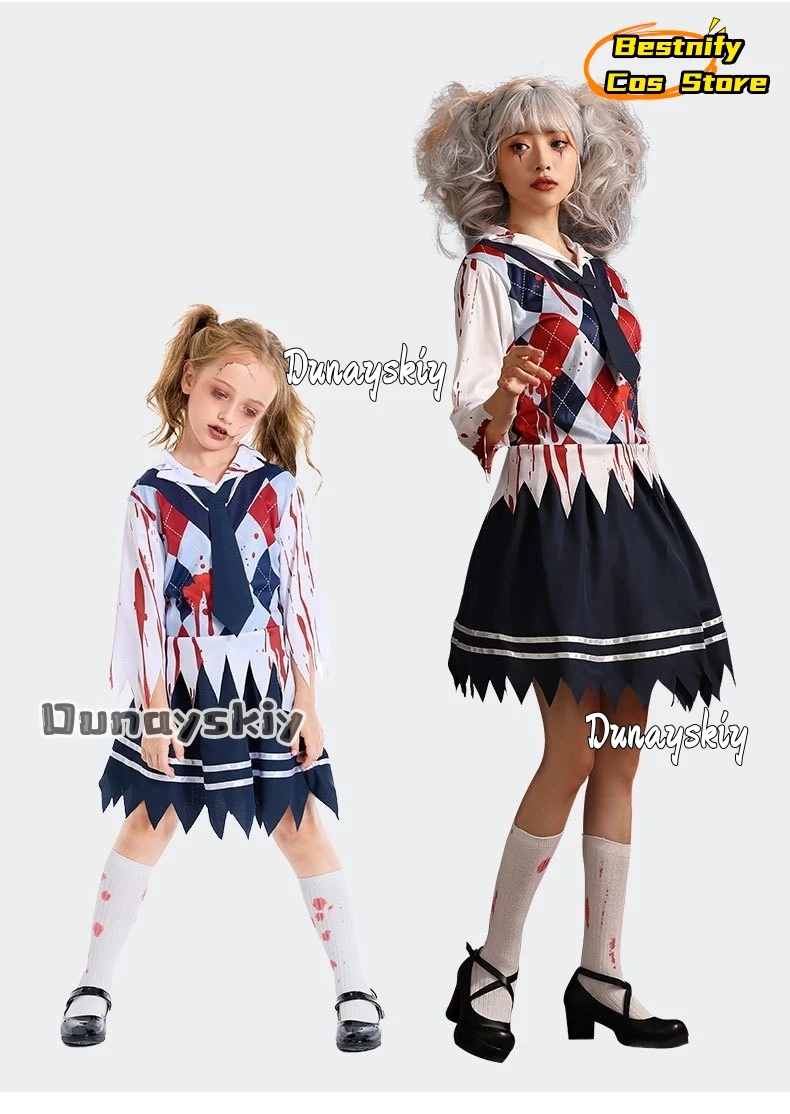 

Halloween Girls Zombie School Cosplay Costume Uniform Child Vampire Costumes Halloween Costume for Zombie School Outfits