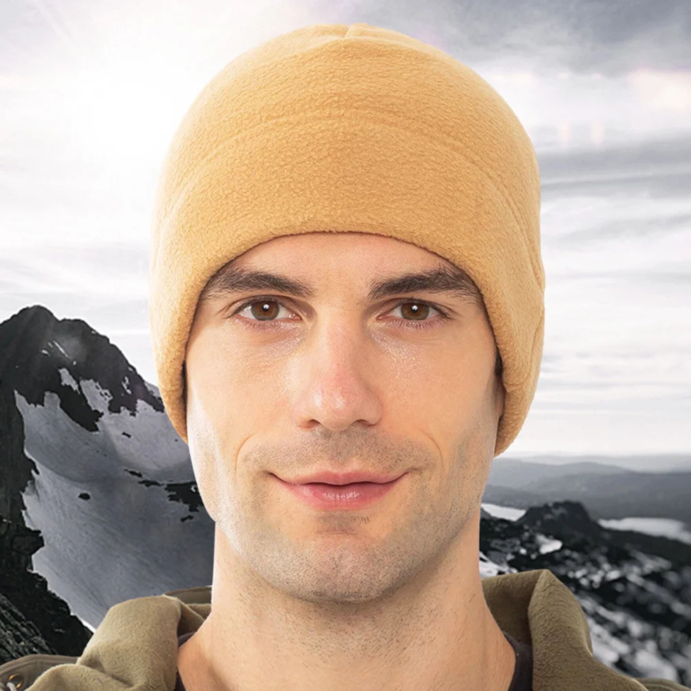 2Pcs Warm Fleece Hat High Quality Soft Stretchy Earmuffs Winter Skiing Cap for Women Men Khaki Warm Cap Skiing Hat