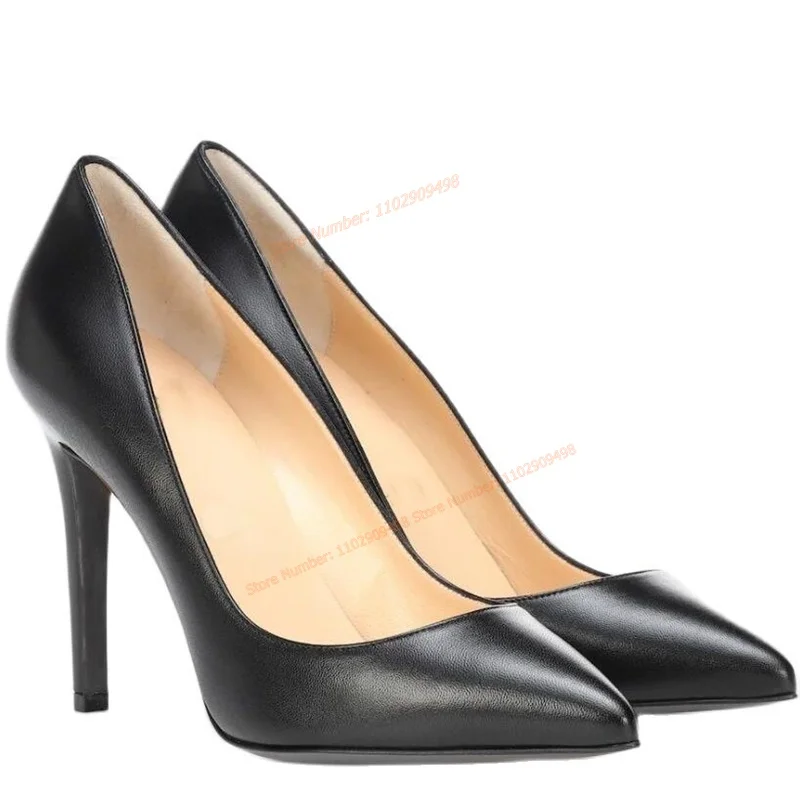 

Black Matte Leather Sexy Pumps Solid Color Pointed Toe Shoes for Women Thin High Heels Fashion Shoes 2023 Zapatos Para Mujere