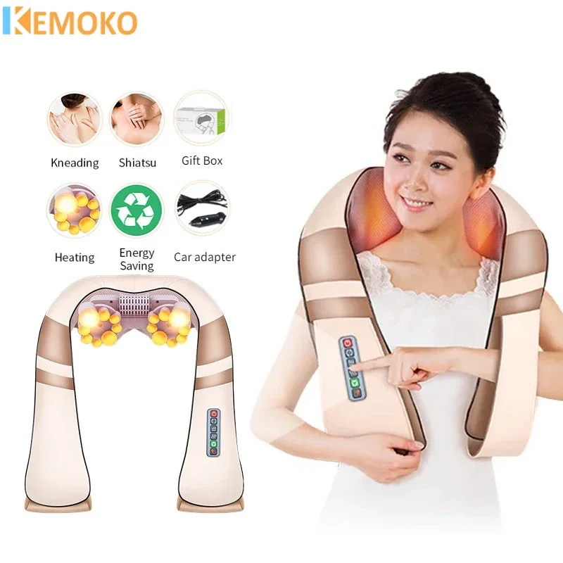 

KEMOKO U Shape Electrical Shiatsu Body Shoulder Neck Massager Back Infrared 4D kneading Massage Car Home Best Gift HealthCare