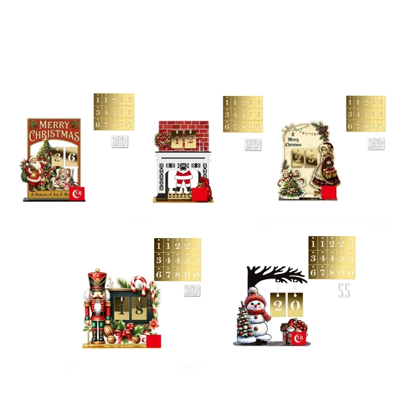 Freistehendes Weihnachtsdisplay mit Datumskarten für Schreibtische und Regale 3XUF – Detail 1
