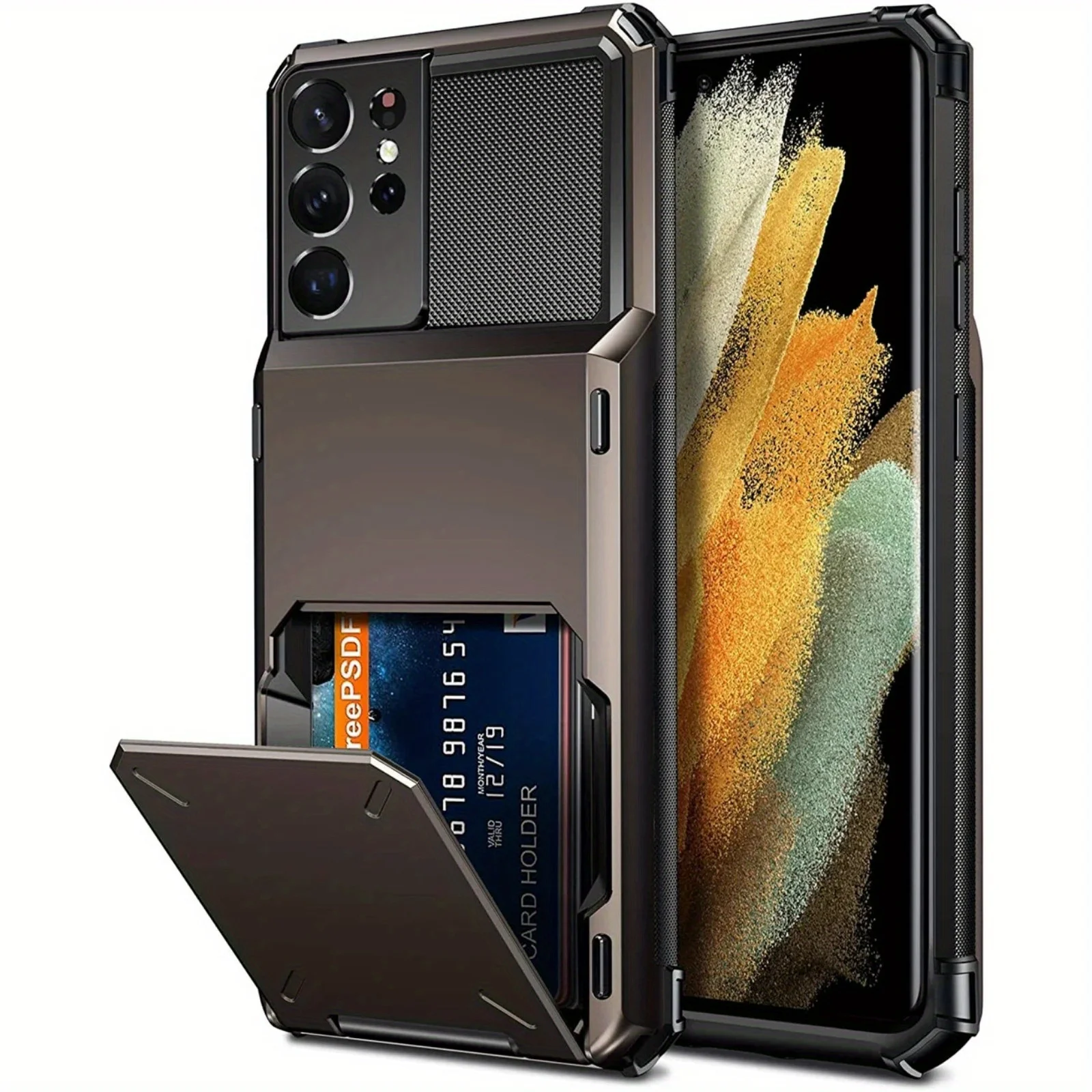 Wallet 4-Card Slots Credit Case For Samsung Galaxy S21 Ultra S21fe S21+ Capa Card Holder Cover Case Funda Coque
