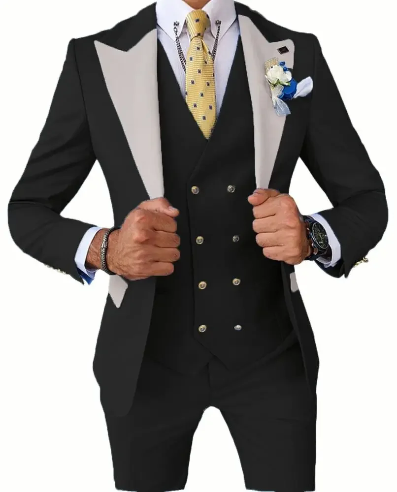 Coat Business Formal Set Party Pants Wedding Blazer 3pcs Traje Americana Hombre Suits for Men