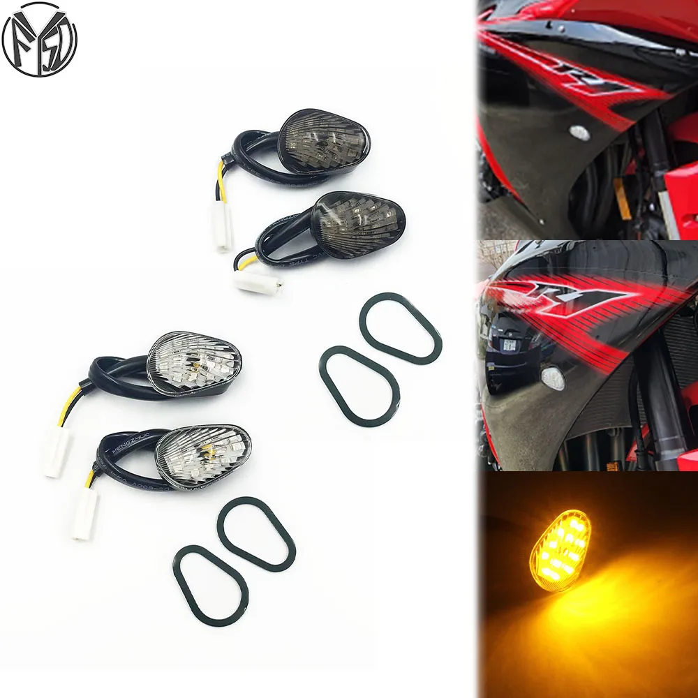 2022 LED Turn Signal Light Flasher For YAMAHA YZF R7 R6 R1 R1M YZFR7 YZF-R7 Motorcycle Accessories Mini Flashing Lamp Indicators