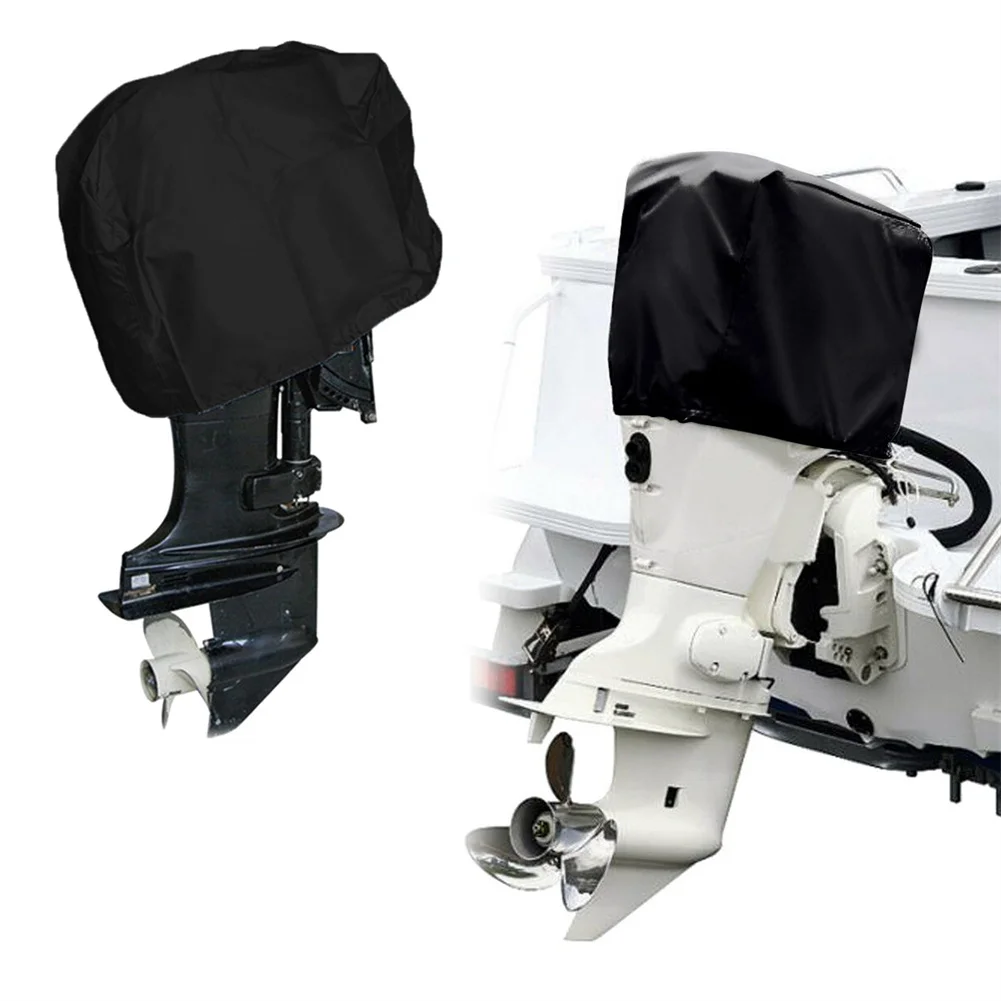 

Heavy Duty Waterproof 210D Outboard Motor Cover with Drawstring Hem Closure to Shield Boat Motors from Sun and Weather