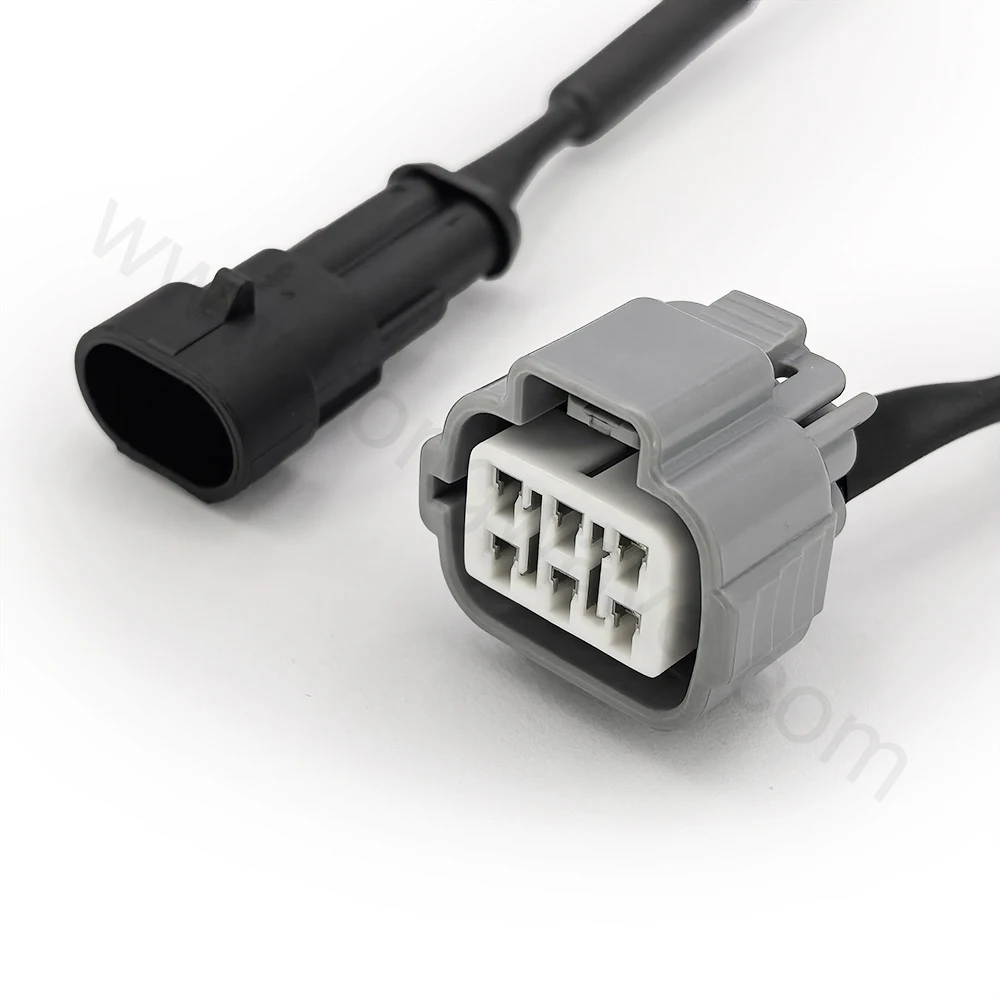 Piezo Injector Test Cable for Denso 23670-30270 6-Pin Connector to 2-Pin Male Plug Wire for Diesel Repair Diagnostic Tool